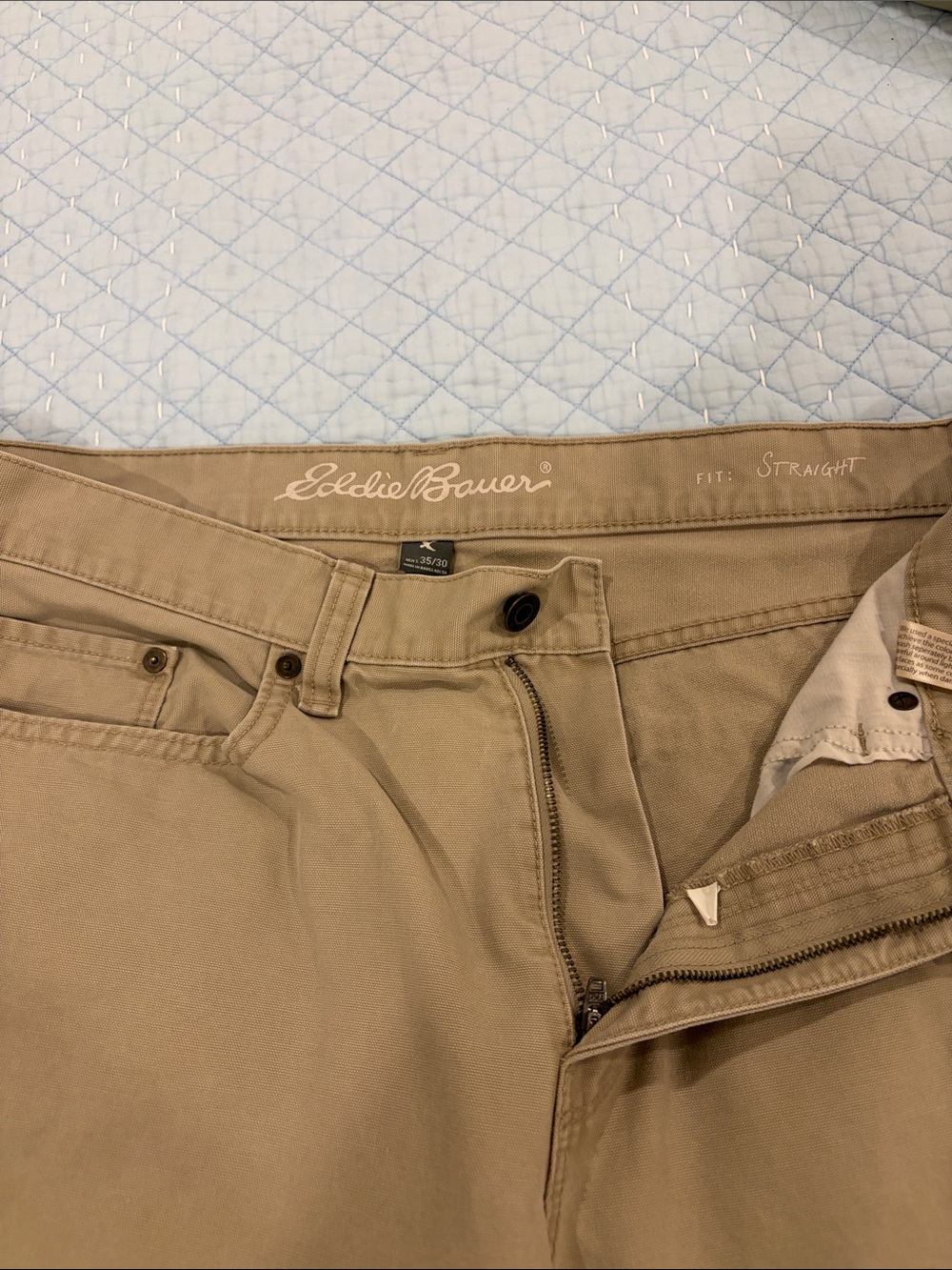 Eddie Bauer Men’s Straight Fit Tan Chinos